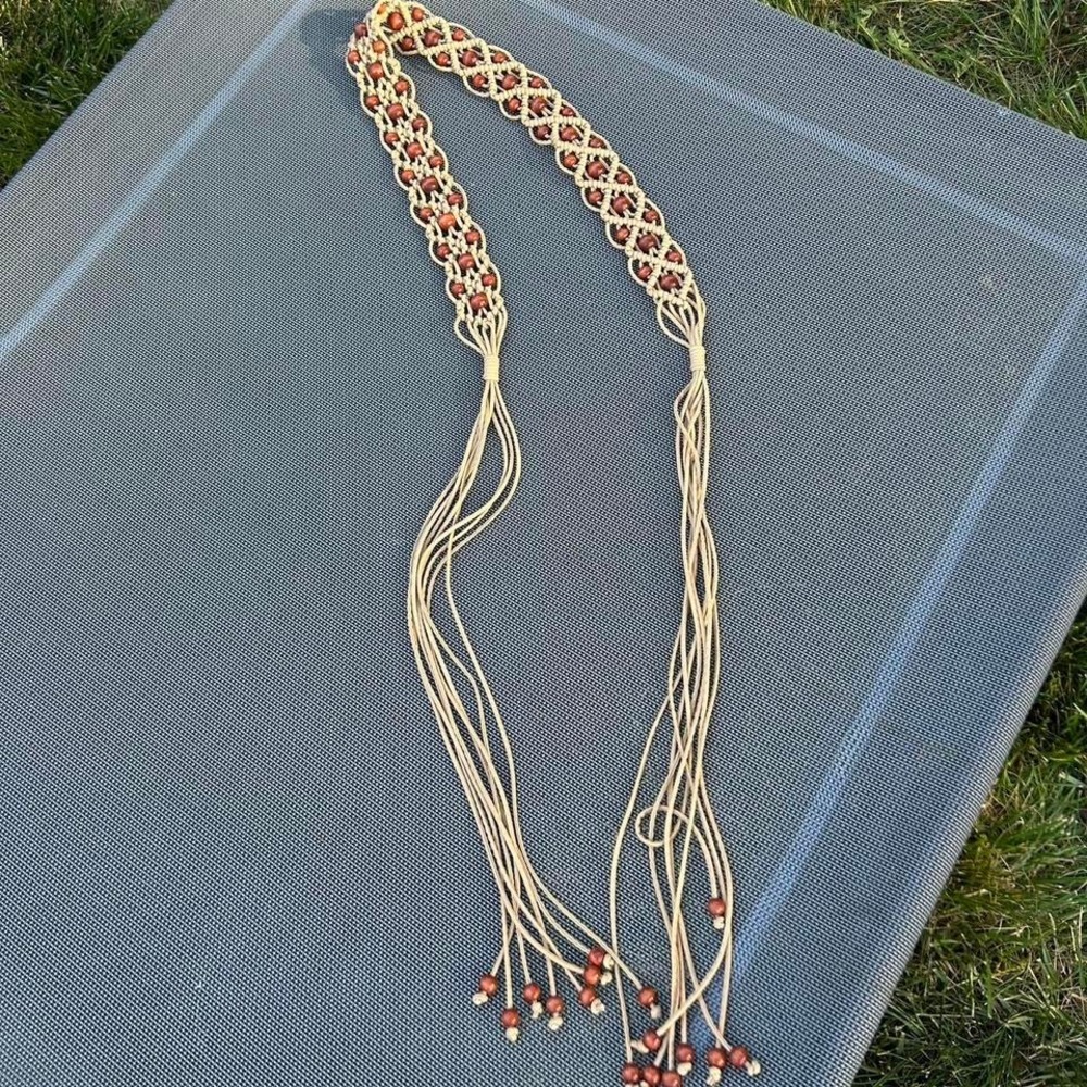 Vintage Y2K macramé Hannah Montana belt wood 2000s